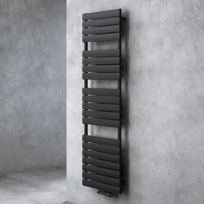 Image de doporro Radiateur de Salle de Bain Sèche-Serviette 180x50cm Radiateur à Eau Chaude Vertical Gris-Noir Sèche-serviettes de Salle de Bains