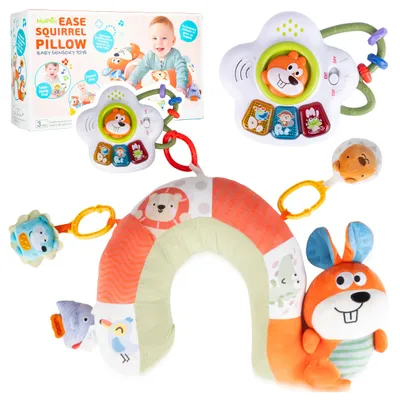 Immagine prodotto di Cuscino sensoriale Malplay, cuscino gioco per imparare a sedersi, con scoiattolo e suoni, adatto a bambini dai 3 mesi, ideale come regalo