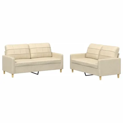 Produktbild von 2-tlg. Sofagarnitur mit Kissen Creme Stoff