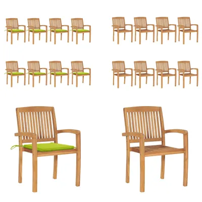 Produktbild von vidaXL Stapelbare Gartenstühle mit Kissen 8 Stk. Massivholz Teak - Gartenstuhl - Gartenstühle - Holzstuhl - Holzstühle