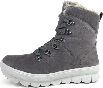 A single gray boot is shown against a white background.