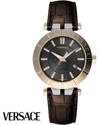 Produktbild von Versace VE2B00221 V-Race schwarz silber roségold braun Leder Herren Uhr NEU