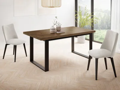 Produktbild von Ausziehbarer Rechteckiger Esstisch im Loft-Stil mit Schwarzen Metallbeinen – Industrieller Tisch für Wohnzimmer – Ausziehbar von 140 cm auf 180 cm – EU – Lefkas Eiche