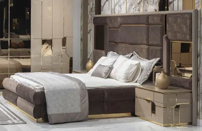 Produktbild von Bett Polster Bettrahmen Möbel Design Doppelbett Luxus Schlafzimmer Holz Textil