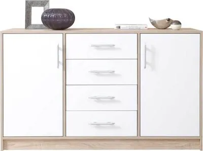 Produktbild von Kommode Sideboard Smart 140x40x83,5cm weiß Sonoma Eiche 2-türig