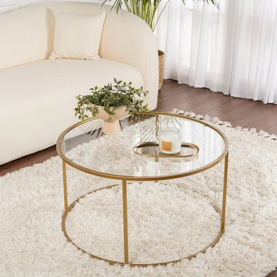 Image de Moena - Table basse, 80x80x43h cm or, Rond