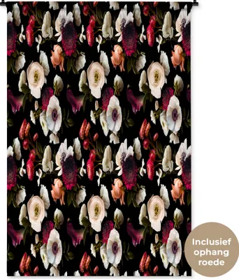 Produktbild von MuchoWow® Wandteppich Wandbehang Blumen - Anemone - Collage - Farbe 120x180 cm Tapisserie Dekoration Wandtuch - Schlafzimmer - Dekorationen für das Haus