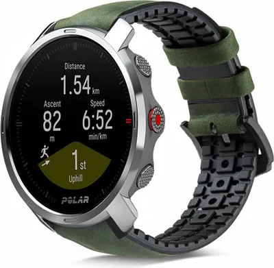 Produktbild von Strap-it Polar Grit X Silikon-/Lederarmband (Schwarz/Grün)