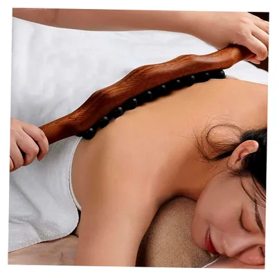 Produktbild von Holzmassage-Roller mit 3 Reihen und 31 Perlen für gezielte Muskelentspannung