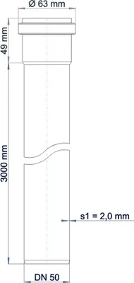 Produktbild von Poloplast POLO-KAL NG, Steckmuffenrohr, DN 50, Stange mit 3m, 1 Stk.
