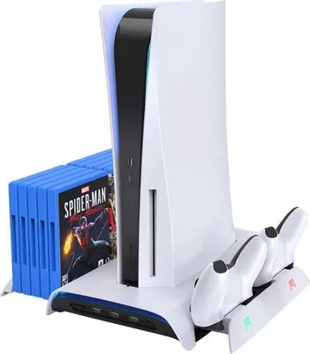 Obrázok produktu pre Multifunkčný chladiaci stojan Rgb pre Ps5 s funkciou nabíjania Kiwi Home Pb01 White