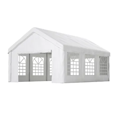 Produktbild von Thanaddo 4 x 6 x 2,8 m Garagenzelt Carport, Zeltgarage mit abnehmbaren Seitenwänden, Partyzelt Garage Lagerzelt, Weiß