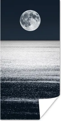 Produktbild von MuchoWow® Poster Meer - Mond - Wasser 60x120 cm - Wandschmuck