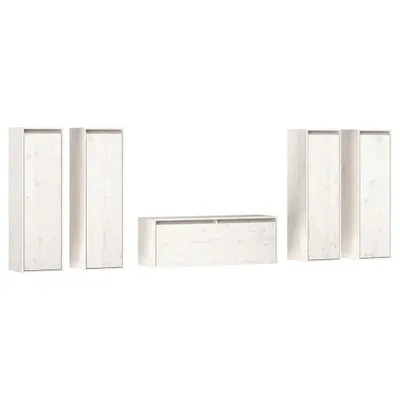 Image de Meubles TV 5 pcs Blanc Bois massif de pin