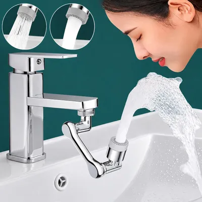 Immagine prodotto di Boccella girevole a 1080° con filtro antispruzzo – Regolatore di getto e aeratore universale – Braccio orientabile a doppia funzione per bagno e cucina – 1 pz.