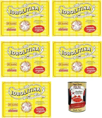 Produktbild von Ristora Idrolitina Preparato per Acqua da Tavola, Zubereitung für Tafelwasser, 5x 200g (20 Beutel) + Italian Gourmet polpa 400g