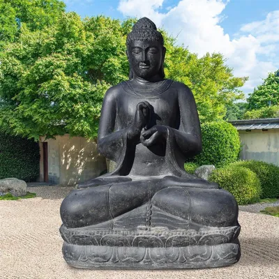 Produktbild von Stonox Buddha Figur Kotux Dharmachakra Geste Steinguss 78x107x150 cm