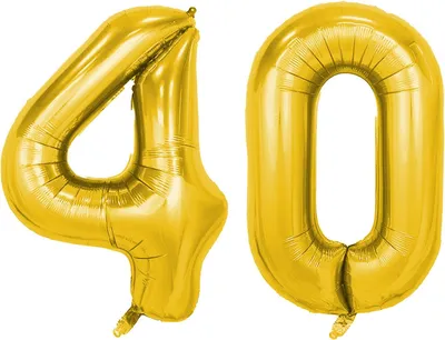 Produktbild von Folienballon Set Nummer 40, Gold, 100 cm, für Heliumbefüllung