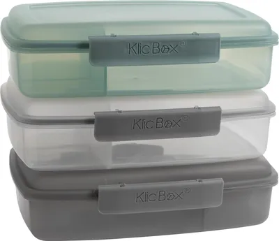 Produktbild von 3er Set, Lunchbox für Kinder + Erwachsene, Brotdose mit stabile Clickverschluss, effektive Silicondichtung, Mikrowellengeeignet
