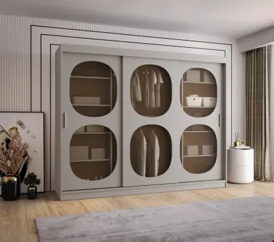 Obrázok produktu pre Presklená šatníková skriňa 250 cm DEFNE - kašmírová