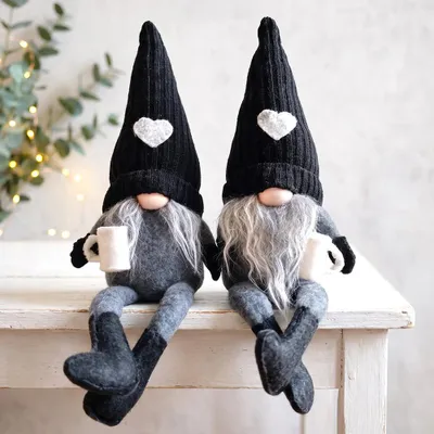 Plüsch-Zwergen-Set, 2 Stück, Kaffee-Gonks, schwarz, 40 cm