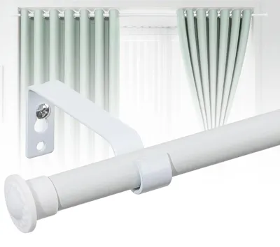 Immagine prodotto di Tenda estensibile da 16 mm, finitura bianco opaco, lunghezza 76-116 cm, per montaggio a parete