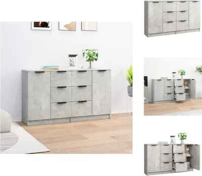 Immagine prodotto di vidaXL Credenze 2 pz. Grigio cemento 60x30x70 cm materiale a base di legno - Credenze