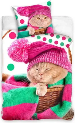 Productafbeelding van Dreamee Dekbedovertrek kitten 140 x 200 cm 70 x 90 cm - Katoen