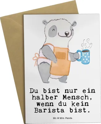 Produktbild von Mr. & Mrs. Panda babykarte Barista Herz - Weiß - Geschenk, hochzeitskarten, Kaffee, Ausbildung, osterkarte, einladungskarten, weihnachtskarten, Grußkarten, Klappkarte