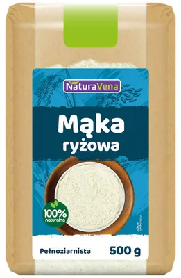 MĄKA RYŻOWA PEŁNOZIARNISTA BEZGLUTENOWA 500 g - NATURAVENA