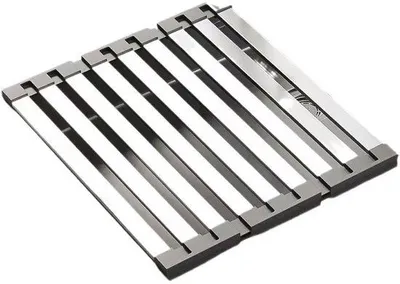 Produktbild von Abtropfgitter Spüle aus Edelstahl 304 – 45 x 32,5 cm – Edelstahl Abtropfgestell – Faltbar und Hitzebeständig – Für Spüle, Geschirr, Obst und Gemüse