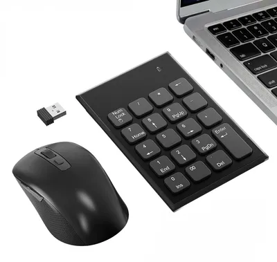 Obrázok produktu pre Bezdrôtová číselná klávesnica a myš, 19 tlačidiel, 3 DPI, s USB prijímačom