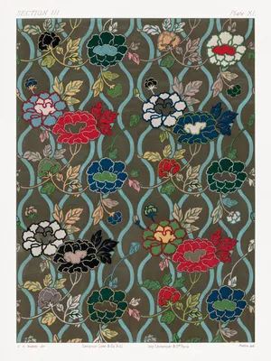 Produktbild von Poster 30x40cm Japanisches Blumenmuster 2, G.A. Audsley für das Wohnzimmer