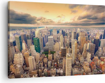 Produktbild von Bild auf Leinwand - Leinwandbild - Stadt Wolkenkratzer Amerika Innenstadt - 70x50cm - Wand Bild - Wanddeko - Leinwanddruck - Bilder - Kunstdruck - Leinwand bilder - Wandkunst - AA70x50-2638