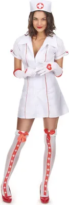 A woman wearing a nurse costume.
