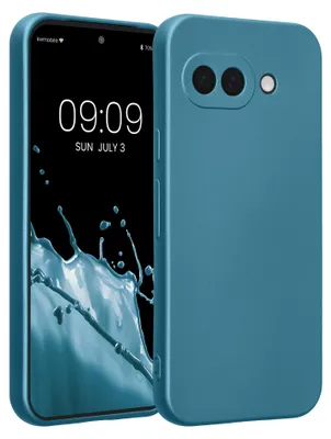 Produktbild von kwmobile Handyhülle für Google Pixel 9a Hülle - weiche Silikon Case metallisch schimmernd - Schutzhülle Cover - Metallic Karibikblau