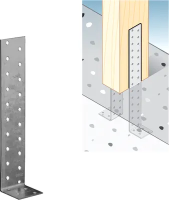Produktbild von Flachstahl-Betonanker 200 x 40 x 40 mm Lochplattenwinkel Stuhlwinkel verzinkt