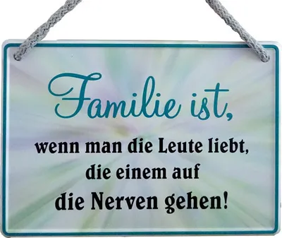 Produktbild von Lustiges Hängeschild Familie ist, wenn man die Leute liebt... Blechschild