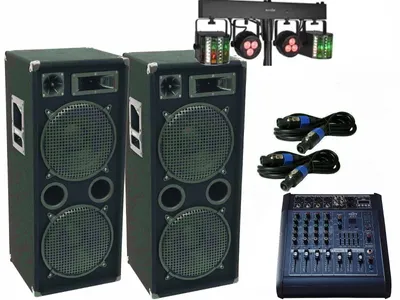 Produktbild von Das PA Komplett Set2 Powermixer Anlage LED Licht DJ 3Wege USB Musikanlage 3000W