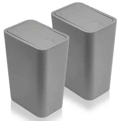 Immagine prodotto di Set da 2 contenitori per rifiuti da 10 litri, con coperchio a chiusura ermetica, colore grigio