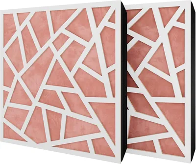 Produktbild von 2er-Pack – Akustikpaneel mit Samtstoff und Befestigungsset | 50x50x5cm | Schallabsorption-Diffusion-Reflexion-Schalldämmung | [SKYROSS -Weiß|Rosa]