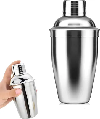 Obrázek produktu pro Šejkr na koktejly, objem 250 ml, nerezová ocel, s integrovaným sítkem, pro přípravu koktejlů, pro domácí použití