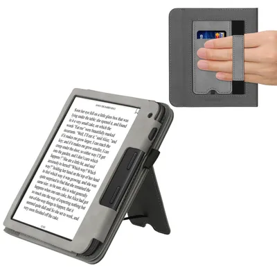 Produktbild von kwmobile Schutzhülle kompatibel mit Tolino Vision 6 Flip Hülle - Cover mit Handschlaufe - Kompass Vintage Grau