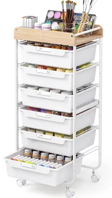 Immagine prodotto di Carrello con 6 cassetti e ruote, colore bianco