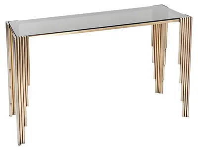 Immagine prodotto di Consolle dorata in metallo e vetro dal design elegante