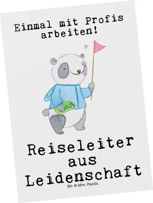 Produktbild von Mr. & Mrs. Panda Postkarte Reiseleiter Leidenschaft - Weiß - Geschenk, Ansichtskarten, Fotokarte, Ansichtskarte, Grußkarte, Postkarten