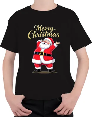 Produktbild von Merry Christmas Weihnachtsmann Santa Claus Lustig Geschenk Kinder Uni Kinder T-Shirt, Schwarz, 116
