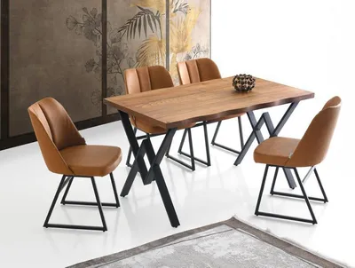 Produktbild von Essecke Esszimmermöbel Essgruppe Esstisch Stühle 5tlg Braun Tisch