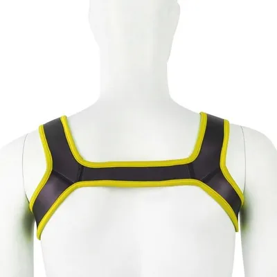 Image de Large sangle en néoprène, de couleur noire et jaune, taille L/XL