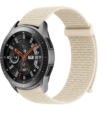 Produktbild von Smartwatch Armband für Samsung Galaxy Watch (2018) 46mm Nylon Textil Band Ersatzband Wechselband Klettverschluss flexibel atmungsaktiv Beige